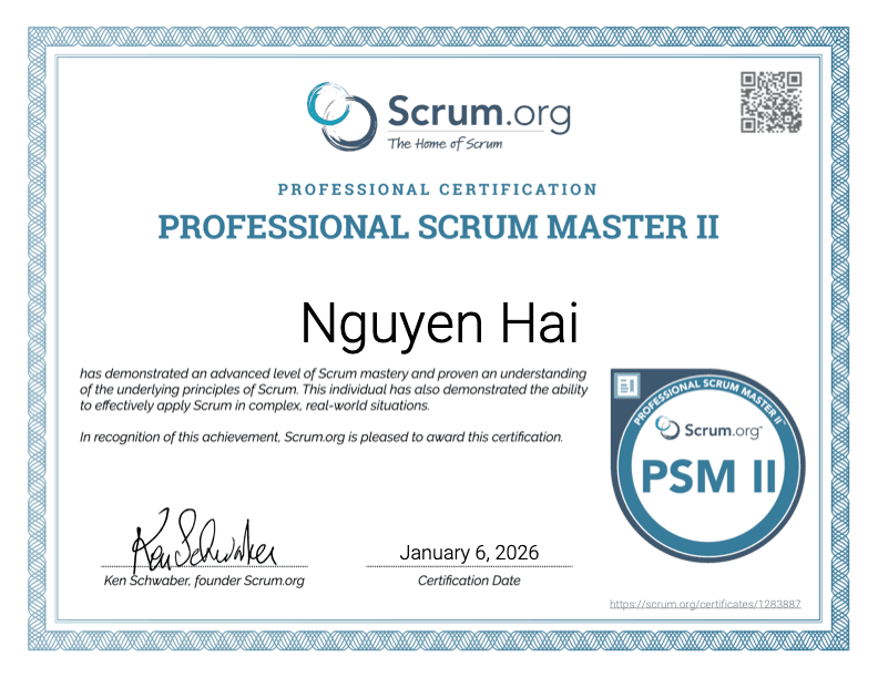 Professional Scrum Master II (PSM II)