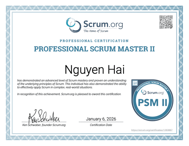 Professional Scrum Master II (PSM II)